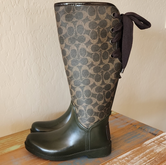 COACH RAIN BOOTS SZ 6 - Picture 1 of 10